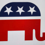 Republican Party elephant logo with stars.