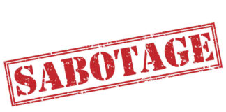 Red stamp with the word Sabotage.