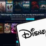 Disney logo displayed on a mobile device with a streaming service interface in the background